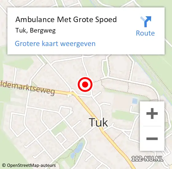 Locatie op kaart van de 112 melding: Ambulance Met Grote Spoed Naar Tuk, Bergweg op 18 februari 2017 17:05