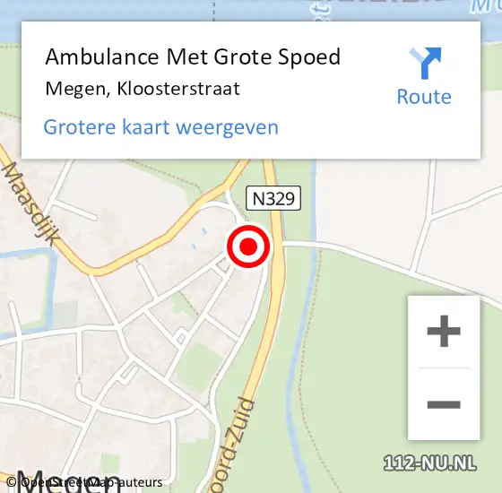 Locatie op kaart van de 112 melding: Ambulance Met Grote Spoed Naar Megen, Kloosterstraat op 18 februari 2017 19:54