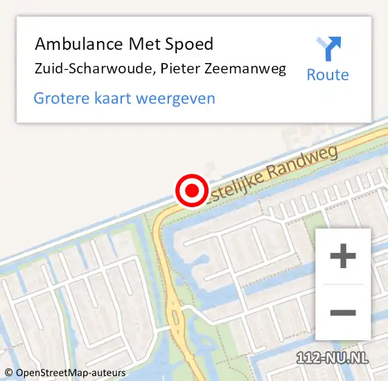 Locatie op kaart van de 112 melding: Ambulance Met Spoed Naar Zuid-Scharwoude, Pieter Zeemanweg op 19 februari 2017 06:45