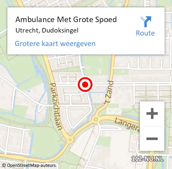 Locatie op kaart van de 112 melding: Ambulance Met Grote Spoed Naar Utrecht, Dudoksingel op 19 februari 2017 07:28