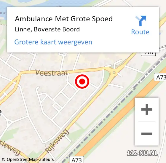 Locatie op kaart van de 112 melding: Ambulance Met Grote Spoed Naar Linne, Bovenste Boord op 19 februari 2017 08:47