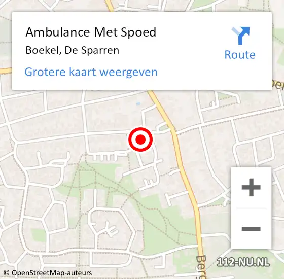 Locatie op kaart van de 112 melding: Ambulance Met Spoed Naar Boekel, De Sparren op 19 februari 2017 14:54