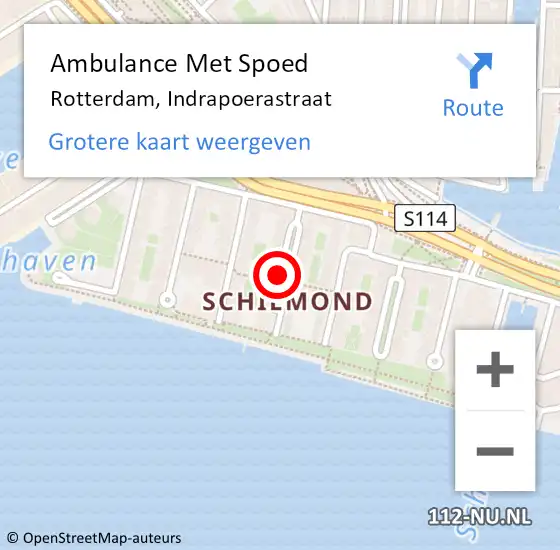 Locatie op kaart van de 112 melding: Ambulance Met Spoed Naar Rotterdam, Kedoestraat op 19 februari 2017 17:05