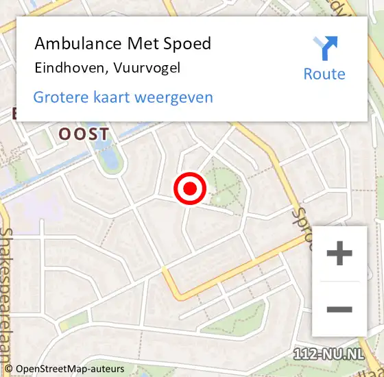 Locatie op kaart van de 112 melding: Ambulance Met Spoed Naar Eindhoven, Vuurvogel op 20 februari 2017 03:20