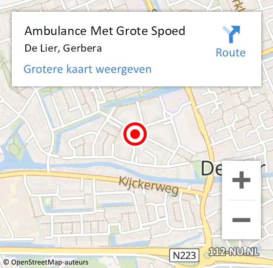 Locatie op kaart van de 112 melding: Ambulance Met Grote Spoed Naar De Lier, Gerbera op 20 februari 2017 06:58