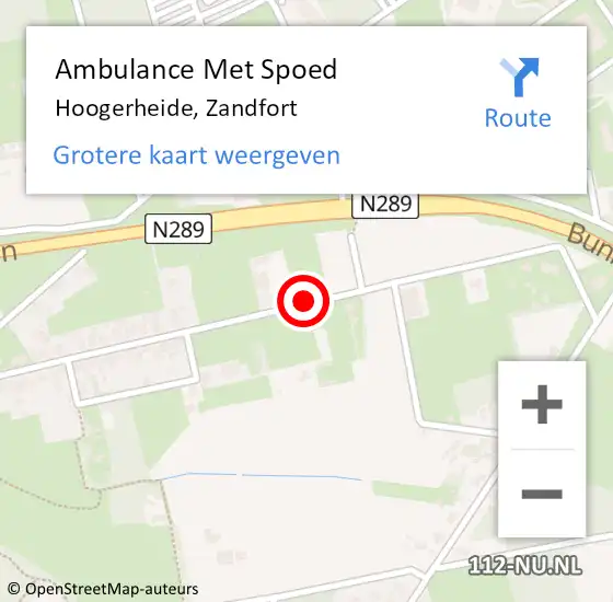 Locatie op kaart van de 112 melding: Ambulance Met Spoed Naar Hoogerheide, Zandfort op 20 februari 2017 07:21