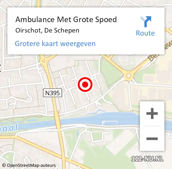 Locatie op kaart van de 112 melding: Ambulance Met Grote Spoed Naar Oirschot, De Schepen op 20 februari 2017 08:57