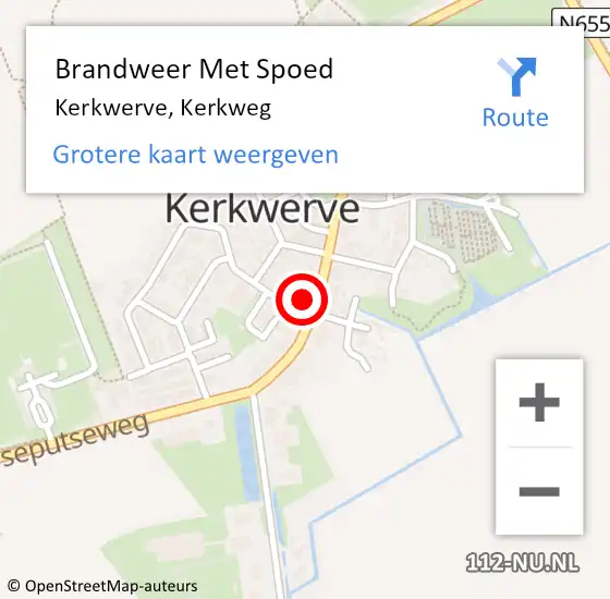 Locatie op kaart van de 112 melding: Brandweer Met Spoed Naar Kerkwerve, Kerkweg op 20 februari 2017 10:36