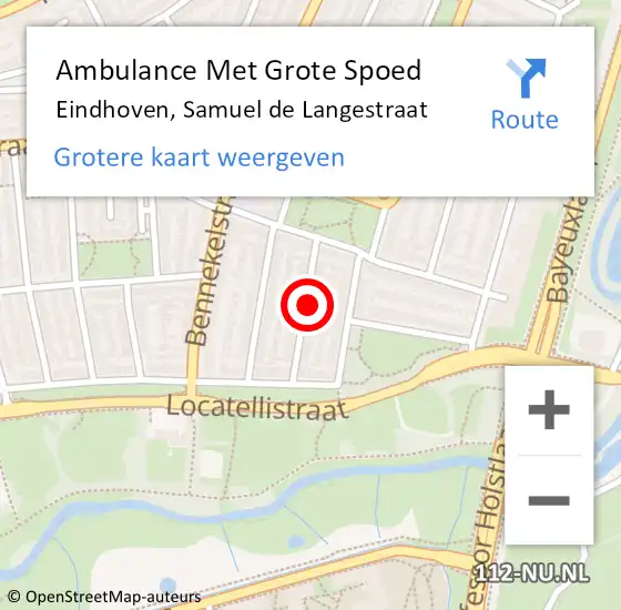 Locatie op kaart van de 112 melding: Ambulance Met Grote Spoed Naar Eindhoven, Samuel de Langestraat op 21 februari 2017 04:21