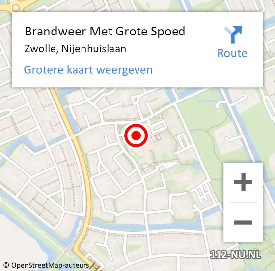 Locatie op kaart van de 112 melding: Brandweer Met Grote Spoed Naar Zwolle, Nijenhuislaan op 21 februari 2017 18:12
