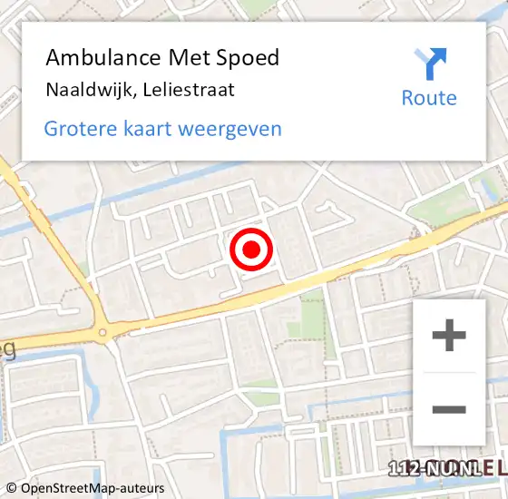 Locatie op kaart van de 112 melding: Ambulance Met Spoed Naar Naaldwijk, Leliestraat op 21 februari 2017 21:49