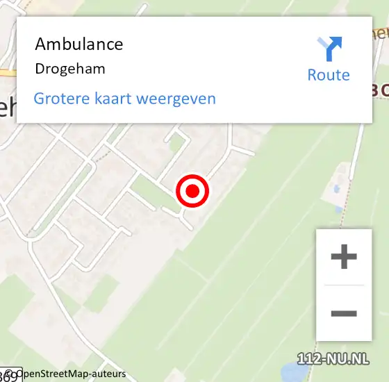 Locatie op kaart van de 112 melding: Ambulance Drogeham op 11 januari 2014 20:30
