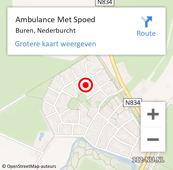 Locatie op kaart van de 112 melding: Ambulance Met Spoed Naar Buren, Nederburcht op 11 januari 2014 20:39