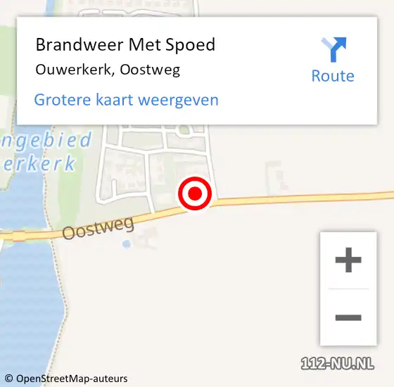 Locatie op kaart van de 112 melding: Brandweer Met Spoed Naar Ouwerkerk, Oostweg op 22 februari 2017 13:57