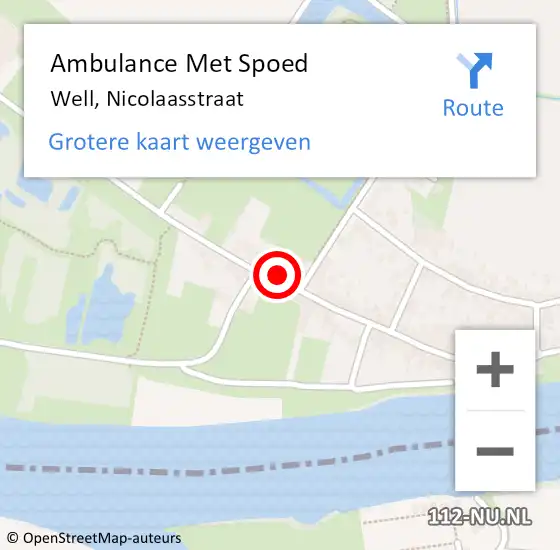 Locatie op kaart van de 112 melding: Ambulance Met Spoed Naar Well, Nicolaasstraat op 22 februari 2017 14:10