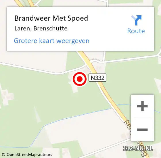 Locatie op kaart van de 112 melding: Brandweer Met Spoed Naar Laren, Brenschutte op 22 februari 2017 15:38