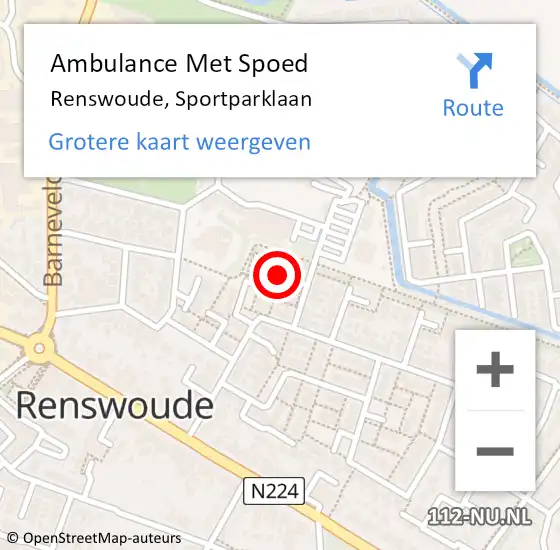 Locatie op kaart van de 112 melding: Ambulance Met Spoed Naar Renswoude, Sportparklaan op 23 februari 2017 00:41