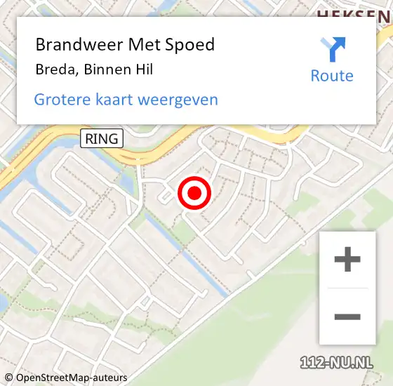 Locatie op kaart van de 112 melding: Brandweer Met Spoed Naar Breda, Binnen Hil op 23 februari 2017 09:15