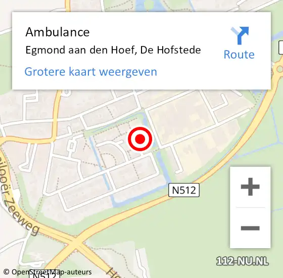 Locatie op kaart van de 112 melding: Ambulance Egmond aan den Hoef, De Hofstede op 23 februari 2017 09:45