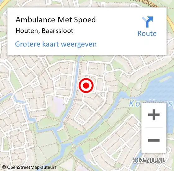 Locatie op kaart van de 112 melding: Ambulance Met Spoed Naar Houten, Baarssloot op 23 februari 2017 14:57