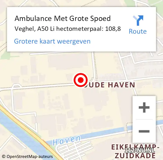 Locatie op kaart van de 112 melding: Ambulance Met Grote Spoed Naar Veghel, A50 Li hectometerpaal: 115,4 op 23 februari 2017 15:33