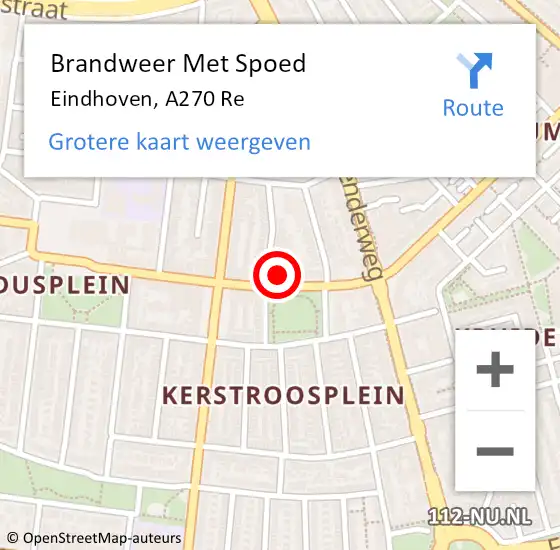 Locatie op kaart van de 112 melding: Brandweer Met Spoed Naar Eindhoven, A270 Re op 23 februari 2017 17:07