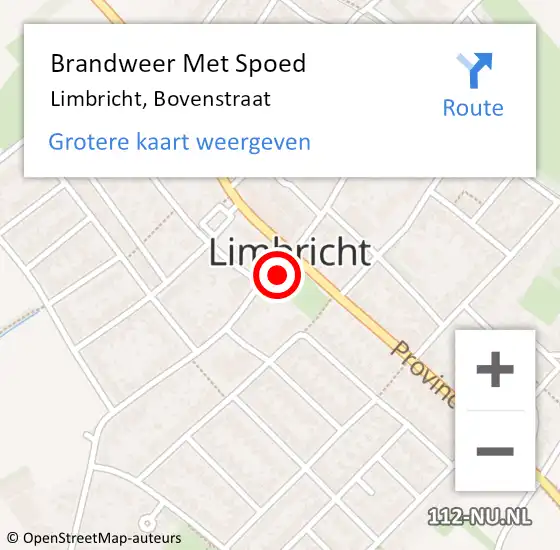 Locatie op kaart van de 112 melding: Brandweer Met Spoed Naar Limbricht, Bovenstraat op 23 februari 2017 17:11