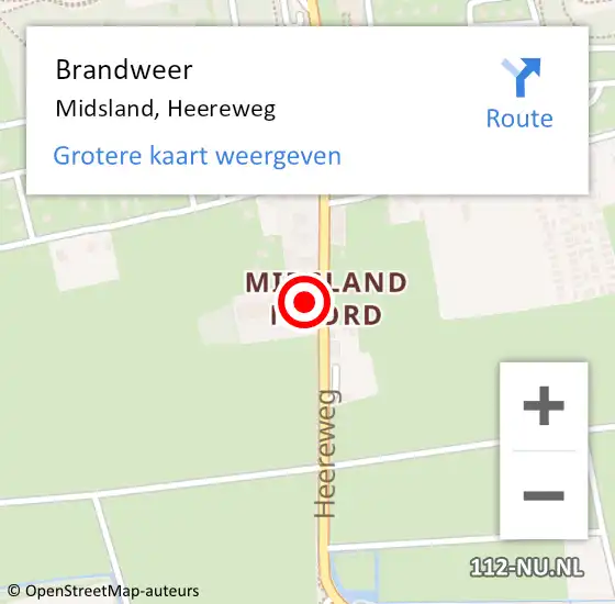 Locatie op kaart van de 112 melding: Brandweer Midsland, Heereweg op 23 februari 2017 17:13