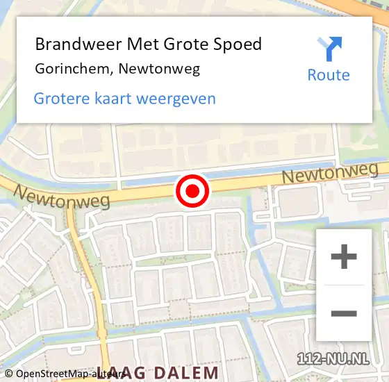 Locatie op kaart van de 112 melding: Brandweer Met Grote Spoed Naar Gorinchem, Newtonweg op 23 februari 2017 17:41