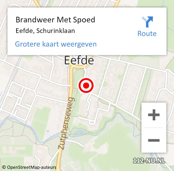 Locatie op kaart van de 112 melding: Brandweer Met Spoed Naar Eefde, Schurinklaan op 23 februari 2017 18:32