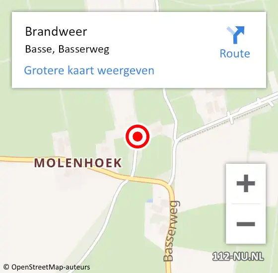 Locatie op kaart van de 112 melding: Brandweer Basse, Basserweg op 23 februari 2017 18:41