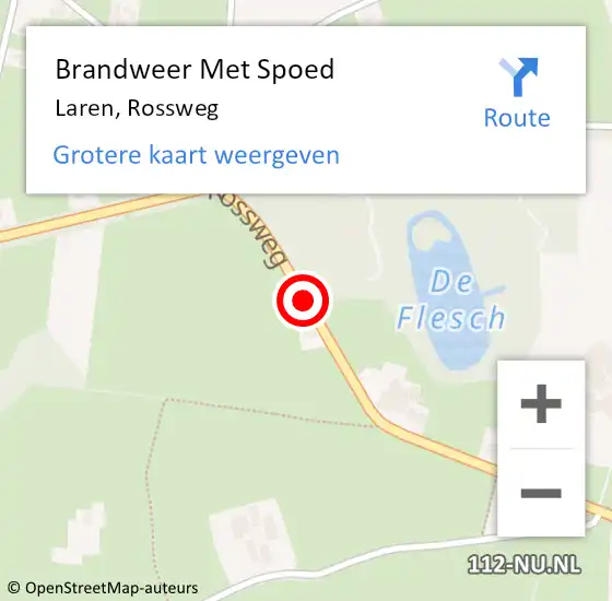 Locatie op kaart van de 112 melding: Brandweer Met Spoed Naar Laren, Rossweg op 23 februari 2017 19:15