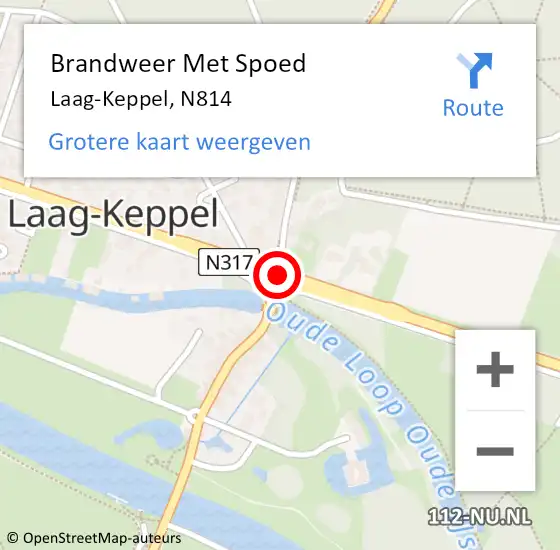 Locatie op kaart van de 112 melding: Brandweer Met Spoed Naar Laag-Keppel, N814 op 23 februari 2017 19:58