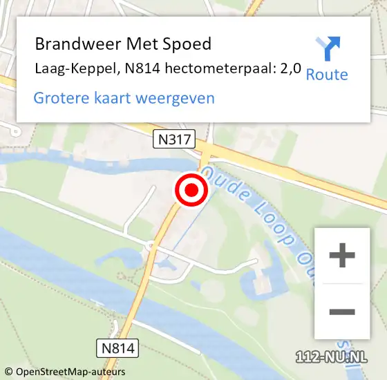 Locatie op kaart van de 112 melding: Brandweer Met Spoed Naar Laag-Keppel, N814 hectometerpaal: 2,0 op 23 februari 2017 20:12