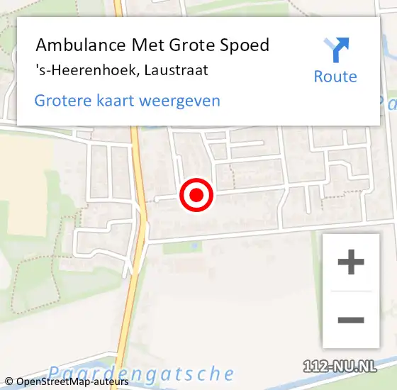 Locatie op kaart van de 112 melding: Ambulance Met Grote Spoed Naar 's-Heerenhoek, Laustraat op 24 februari 2017 04:58