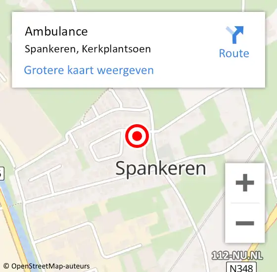 Locatie op kaart van de 112 melding: Ambulance Spankeren, Kerkplantsoen op 24 februari 2017 10:31