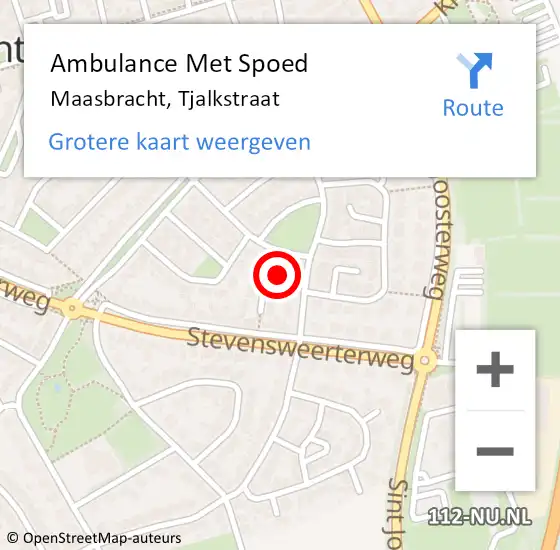 Locatie op kaart van de 112 melding: Ambulance Met Spoed Naar Maasbracht, Tjalkstraat op 24 februari 2017 13:08