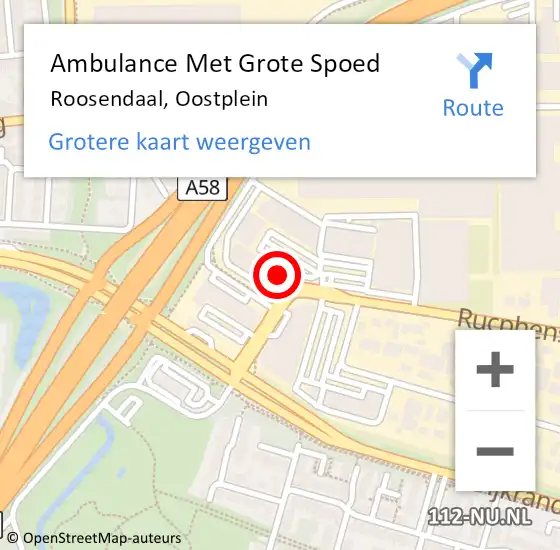 Locatie op kaart van de 112 melding: Ambulance Met Grote Spoed Naar Roosendaal, Oostplein op 24 februari 2017 14:52
