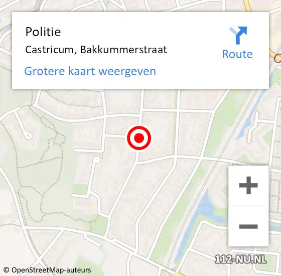 Locatie op kaart van de 112 melding: Politie Castricum, Bakkummerstraat op 24 februari 2017 16:09