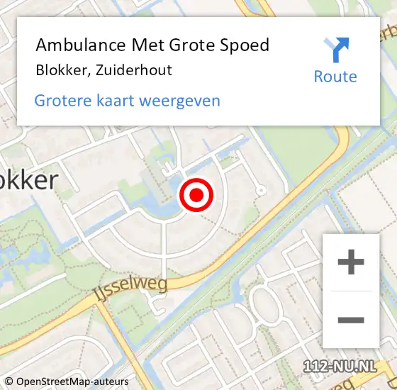 Locatie op kaart van de 112 melding: Ambulance Met Grote Spoed Naar Blokker, Zuiderhout op 24 februari 2017 16:45