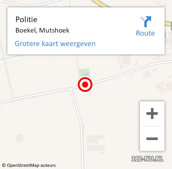Locatie op kaart van de 112 melding: Politie Boekel, Mutshoek op 24 februari 2017 17:45