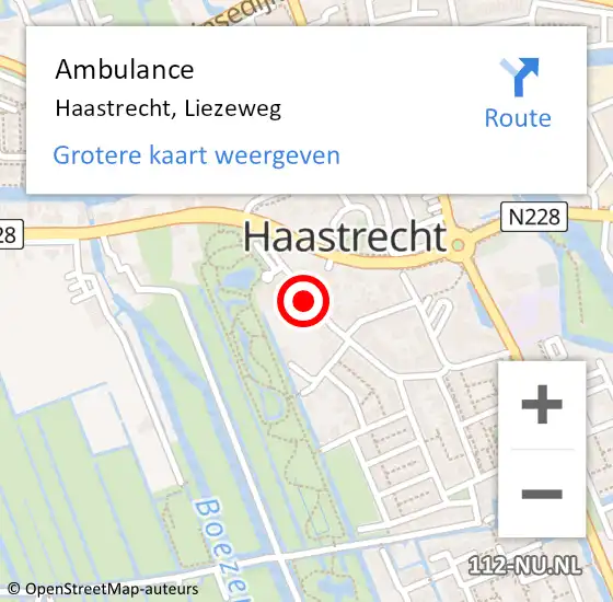 Locatie op kaart van de 112 melding: Ambulance Haastrecht, Liezeweg op 24 februari 2017 17:59