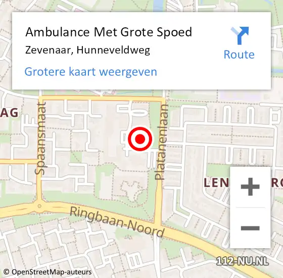 Locatie op kaart van de 112 melding: Ambulance Met Grote Spoed Naar Zevenaar, Hunneveldweg op 24 februari 2017 17:59