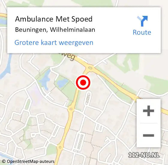 Locatie op kaart van de 112 melding: Ambulance Met Spoed Naar Beuningen, Wilhelminalaan op 24 februari 2017 18:00
