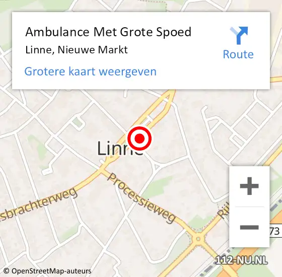 Locatie op kaart van de 112 melding: Ambulance Met Grote Spoed Naar Linne, Nieuwe Markt op 24 februari 2017 19:42