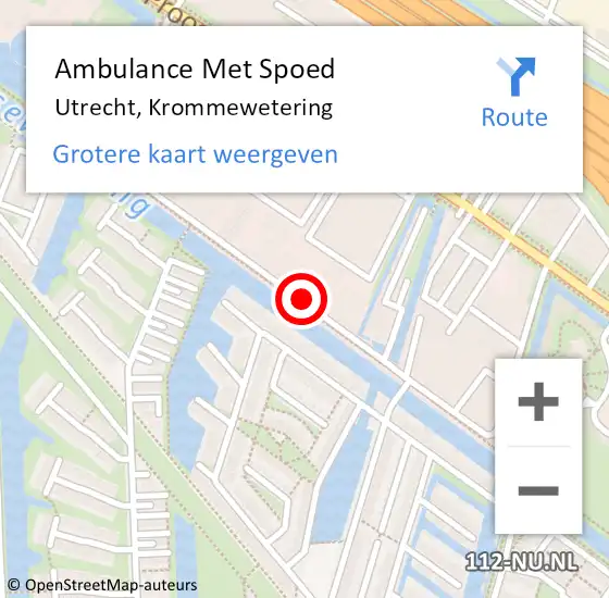 Locatie op kaart van de 112 melding: Ambulance Met Spoed Naar Utrecht, Krommewetering op 24 februari 2017 19:44