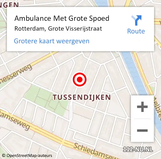 Locatie op kaart van de 112 melding: Ambulance Met Grote Spoed Naar Rotterdam, Grote Visserijstraat op 25 februari 2017 02:43