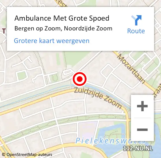 Locatie op kaart van de 112 melding: Ambulance Met Grote Spoed Naar Bergen op Zoom, Noordzijde Zoom op 25 februari 2017 03:16