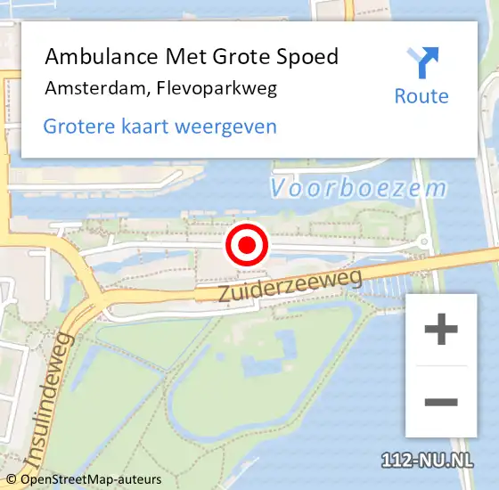 Locatie op kaart van de 112 melding: Ambulance Met Grote Spoed Naar Amsterdam, Flevoparkweg op 25 februari 2017 04:49