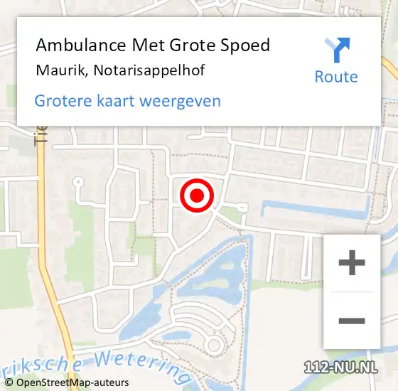 Locatie op kaart van de 112 melding: Ambulance Met Grote Spoed Naar Maurik, Notarisappelhof op 25 februari 2017 10:50